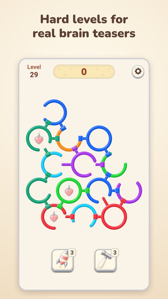 A hard level with many interlocking rings